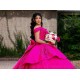 Fuchsia Quince Dress Sweetheart Neck Lace Appliques Girls Sweet 16 Dresses Off Shoulder Vestidos De 15 Anos With Bow