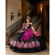 Off Shoulder Black Quince Dress 3D Flowers 2024 Ball Gown Sweetheart Neck Vestidos De 15 Anos