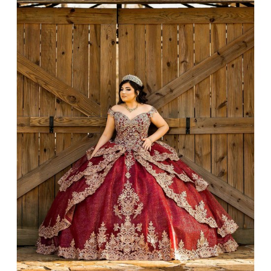 Off Shoulder Burgundy Quince Dress Sweetheart Neck Vestidos De 15 Anos Lace Appliques Sequin Sweet 15 Gowns