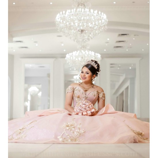 Off Shoulder Pink Quince Dress Sequin Sweetheart Neck Vestidos De 15 Anos Lace Appliques Birthday Party Robe