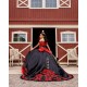 Ruffled Red On Black Quince Dress Off Shoulder Vestidos De 15 Anos Sweetheart Neck Girls Birthday Party Gown With Bow