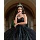 Sequin Black Quince Dress Sleeveless Vestidos De 15 Anos Sweetheart Neck Girls Birthday Party Gown