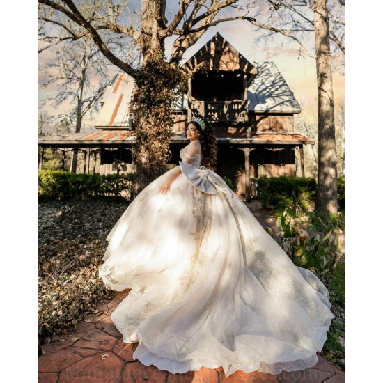 Sequin Pink Quince Dress Sweetheart Neck 2024 Ball Gown Lace Appliques Off Shoulder Vestidos De 15 Anos With Bow