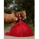 Sequin Red Quince Dress Sweetheart Neck Girls Birthday Party Gown Off Shoulder Vestidos De 15 Anos