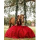 Sequin Red Quince Dress Sweetheart Neck Girls Birthday Party Gown Off Shoulder Vestidos De 15 Anos