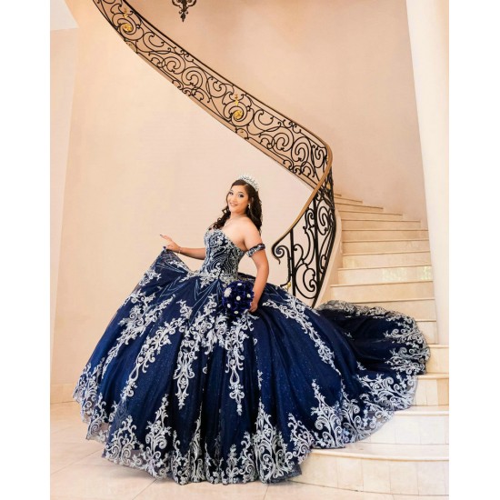 Sleeveless Navy Blue Quince Dress Sequin Lace Appliques Sweet 15 Gowns Sweetheart Neck Vestidos De 15 Anos