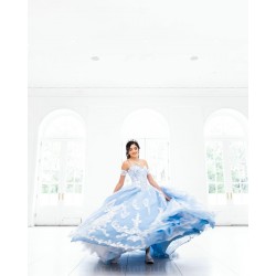 Sleeveless Sky Blue Quince Dress Sweetheart Neck Vestidos De 15 Anos Lace Appliques Sweet 15 Gowns