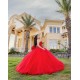 Sleeveless Vestidos De 15 Anos Sequin Red Quince Dress Sweetheart Neck Girls Birthday Party Gown