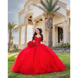 Sleeveless Vestidos De 15 Anos Sequin Red Quince Dress Sweetheart Neck Girls Birthday Party Gown