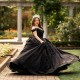 Sweetheart Neck Black Quince Dress Lace Appliques Girls Sweet 16 Dresses Off Shoulder Vestidos De 15 Anos