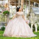 Sweetheart Neck Rose Gold Quince Dress Off Shoulder Vestidos De 15 Anos Lace Appliques Sequin Sweet 15 Gowns