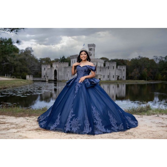 Sweetheart Neck Vestidos De 15 Anos Navy Blue Quince Dress Lace Appliques Off Shoulder Birthday Party Robe