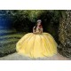 Lace Appliques Gold Quince Dress Sleeveless Sweetheart Neck Vestidos De 15 Anos Strapless Sweet 15 Gowns