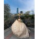 Off Shoulder Gold Quince Dress Lace Appliques Birthday Party Gowns Sweetheart Neck Vestidos De 15 Anos