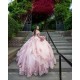 Off Shoulder Pink Quince Dress Birthday Party Gowns Sweetheart Neck Vestidos De 15 Anos With 3D Flowers