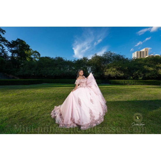 Off Shoulder Pink Quince Dress Birthday Party Gowns Sweetheart Neck Vestidos De 15 Anos With 3D Flowers