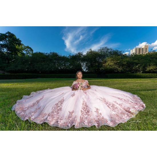 Off Shoulder Pink Quince Dress Birthday Party Gowns Sweetheart Neck Vestidos De 15 Anos With 3D Flowers