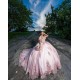 Off Shoulder Pink Quince Dress Birthday Party Gowns Sweetheart Neck Vestidos De 15 Anos With 3D Flowers