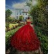 Off Shoulder Red Quince Dress Sweetheart Neck Birthday Party Gown Lace Appliques Vestidos De 15 Anos