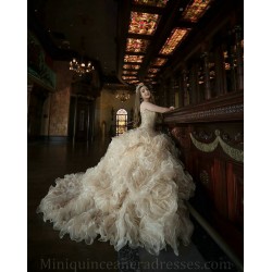 Ruffled Champagne Quince Dress Sleeveless Vestidos De 15 Anos Sequin Sweetheart Neck Sweet 15 Gowns