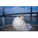 Ruffled Champagne Quince Dress Sweetheart Neck Birthday Party Gowns Long Sleeve Vestidos De 15 Anos