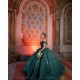 Sequin Vestidos De 15 Anos Off Shoulder Emerald Green Quince Dress Sweetheart Neck Birthday Party Dress