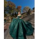 Sequin Vestidos De 15 Anos Off Shoulder Emerald Green Quince Dress Sweetheart Neck Birthday Party Dress