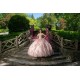 Sleeveless Pink Quince Dress Square Collar Birthday Party Gowns Sweetheart Neck Vestidos De 15 Anos With 3D Flowers