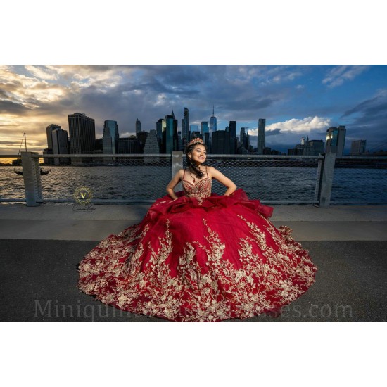 Sleeveless Red Quince Dress Princess Sweetheart Neck Quinceanera Dresses Lace Appliques Vestidos De 15 Anos