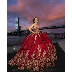 Sleeveless Red Quince Dress Princess Sweetheart Neck Quinceanera Dresses Lace Appliques Vestidos De 15 Anos