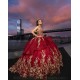 Sleeveless Red Quince Dress Princess Sweetheart Neck Quinceanera Dresses Lace Appliques Vestidos De 15 Anos