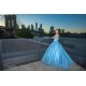 Sleeveless Sky Blue Quince Dress Lace Appliques Girls Ball Gown Sweet 16 Dresses V Neck Vestidos De 15 Anos