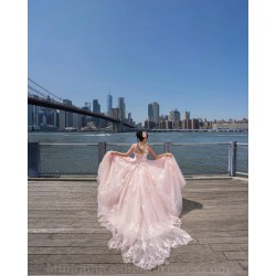 Sleeveless Vestidos De 15 Anos Pink Quince Dress Lace Appliques V Neck Girls Ball Gown Sweet 16 Dresses