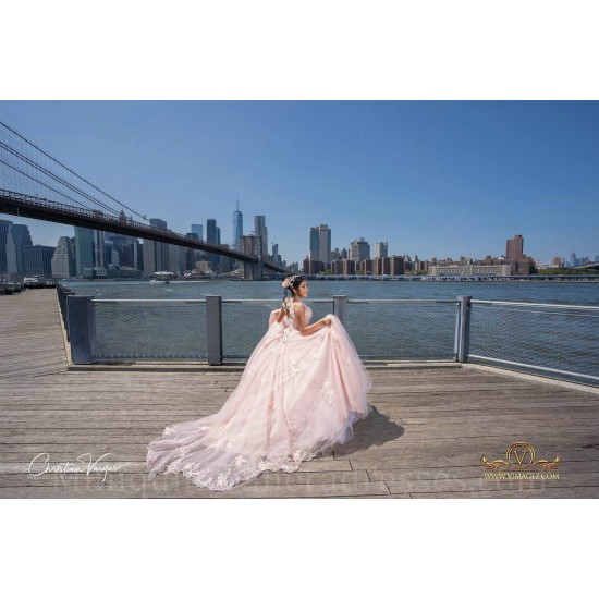 Sleeveless Vestidos De 15 Anos Pink Quince Dress Lace Appliques V Neck Girls Ball Gown Sweet 16 Dresses