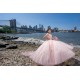 Sleeveless Vestidos De 15 Anos Pink Quince Dress Lace Appliques V Neck Girls Ball Gown Sweet 16 Dresses