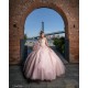 Sleeveless Vestidos De 15 Anos Pink Quince Dress Lace Appliques V Neck Girls Ball Gown Sweet 16 Dresses