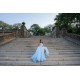 Sleeveless Vestidos De 15 Anos Sky Blue Quince Dress Lace Appliques Tiered Girls Ball Gown Sweet 16 Dresses