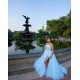 Sleeveless Vestidos De 15 Anos Sky Blue Quince Dress Lace Appliques Tiered Girls Ball Gown Sweet 16 Dresses