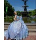 Sleeveless Vestidos De 15 Anos Sky Blue Quince Dress V Neck Birthday Party Dress With 3D Flowers