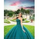 Strapless Green Quince Dress V Neck Sleeveless Vestidos De 15 Anos Lace Appliques Sweet 15 Gowns