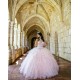 V Neck Pink Quince Dress Sleeveless Vestidos De 15 Anos Crystal Ruffled Women 2024 Ball Gown