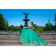 V Neck Vestidos De 15 Anos Green Quince Dress Lace Appliques Sleeveless Girls Ball Gown Sweet 16 Dresses