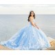 Sleeveless Sky Blue Quince Dress Sweetheart Neck Vestidos De 15 Anos Lace Appliques Girl Birthday Gowns