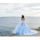 Sleeveless Sky Blue Quince Dress Sweetheart Neck Vestidos De 15 Anos Lace Appliques Girl Birthday Gowns