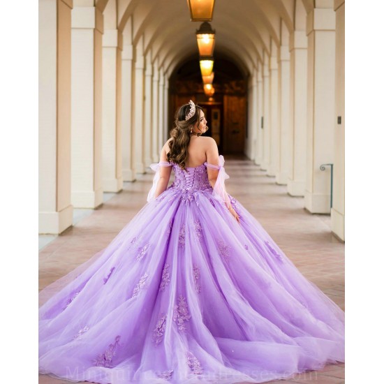 Sleeveless Vestidos De 15 Anos Lilac Quince Dress Sequin Sweetheart Neck Girl Birthday Gowns With 3D Flowers