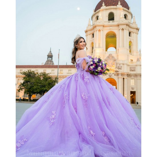 Sleeveless Vestidos De 15 Anos Lilac Quince Dress Sequin Sweetheart Neck Girl Birthday Gowns With 3D Flowers