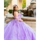 Sleeveless Vestidos De 15 Anos Lilac Quince Dress Sequin Sweetheart Neck Girl Birthday Gowns With 3D Flowers