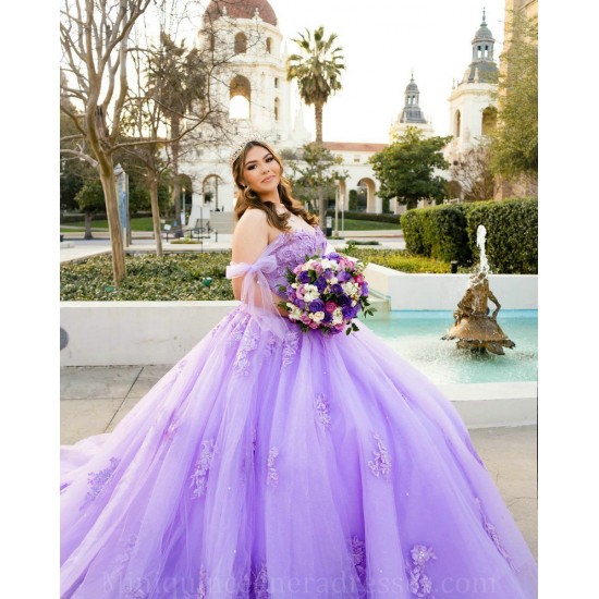 Sleeveless Vestidos De 15 Anos Lilac Quince Dress Sequin Sweetheart Neck Girl Birthday Gowns With 3D Flowers