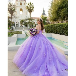 Sleeveless Vestidos De 15 Anos Lilac Quince Dress Sequin Sweetheart Neck Girl Birthday Gowns With 3D Flowers