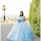 Sleeveless Vestidos De 15 Anos Sky Blue Quince Dress Lace Appliques Girl Birthday Gowns